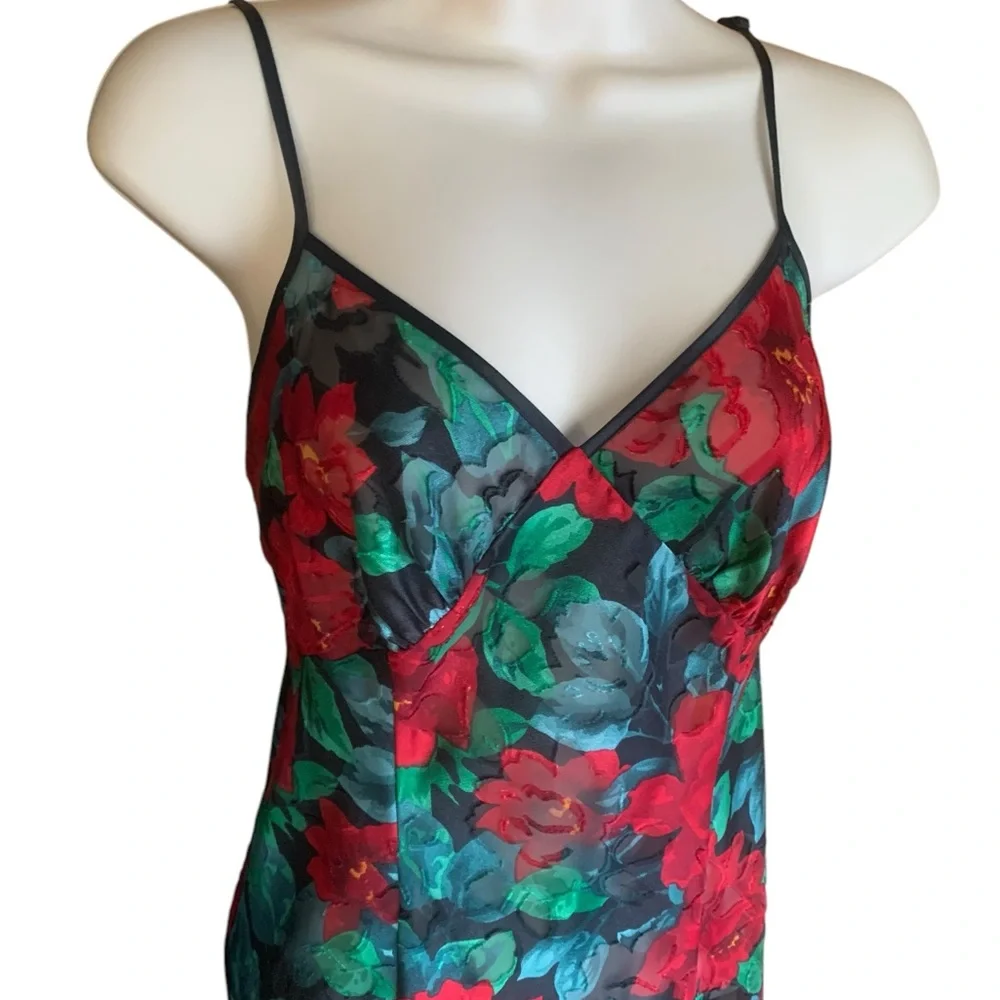 Vintage Gold Label Victoria’s Secret red, green and black sheer slip dress S - Picture 4 of 7